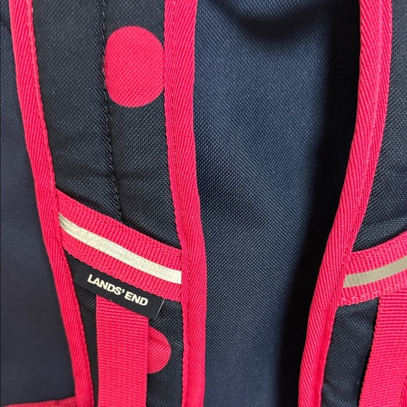 Lands' End Kids Backpack in Navy and Pink Dots - Picture 4 of 9